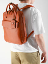 Sac à Dos Business Flandres 1 Compartiment Cuir Etrier Orange flandres EFLA8271-vue-porte