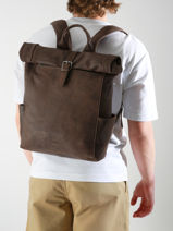 Sac à Dos Spider 2 Compartiments Cuir Etrier Marron spider ESPI8102-vue-porte
