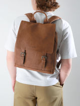 Sac à Dos Spider Business 1 Compartiment Etrier Marron spider ESPI8191-vue-porte