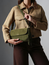 Shoulder Bag Country Leather Etrier Green country ECOU145M-vue-porte