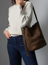 Crossbody Bag Backpack M Cavalier Nubuck Leather Etrier Brown cavalier nubuck ECAN126M-vue-porte